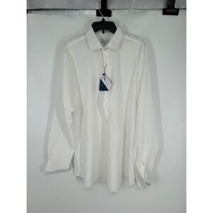 Mizzen Main Shirt Mens 2XL XXL White Trim Fit Performance Long Sleeve Button Up